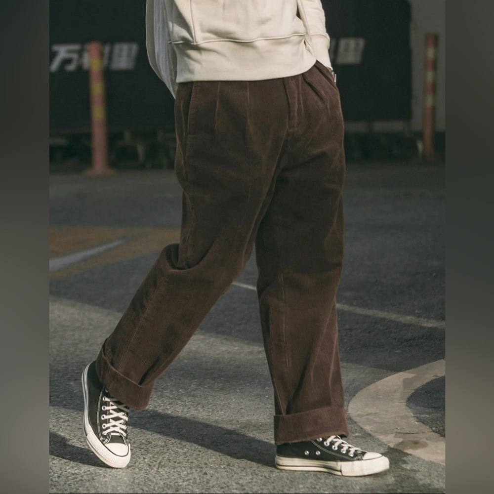 Bronson NS Corduroy Pants Men Pleated Casual Trousers Slacks Workwear OLD MONEY - Picture 6 of 12